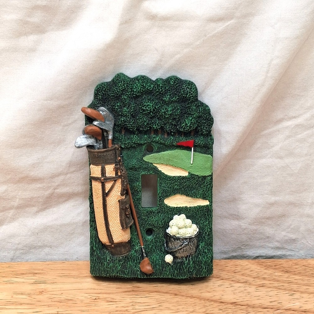 1994 Golf Course Golfing 3D Embossed Hand Painted Resin Light Switch Plate